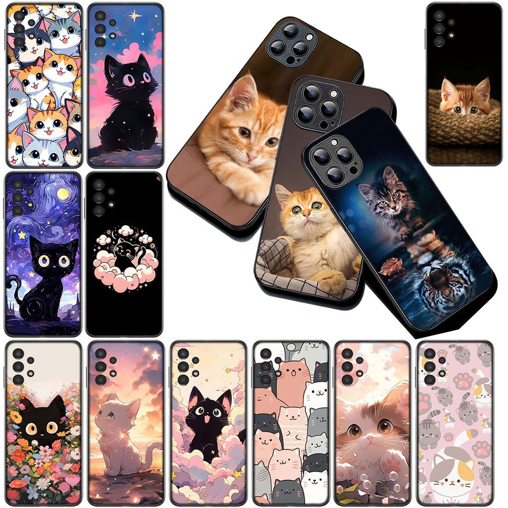 Cover for Samsung Galaxy S10 S8 S9 Plus A33 A34 A31 70 A71 A72 Note 20 9 8 S10E Casing Phone Case Cartoon Cat Meow Kitten