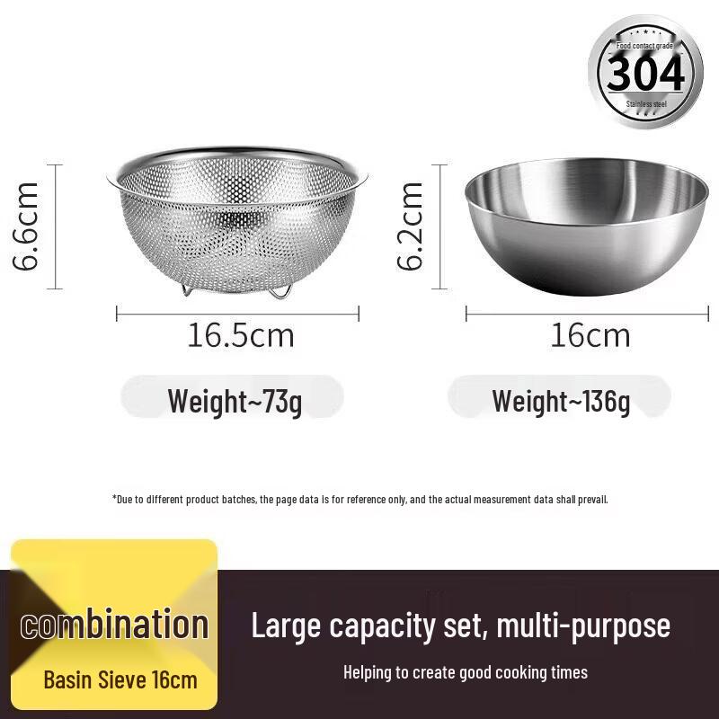 304 Stainless Steel Square Basin with Drain Basket Set