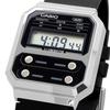 Casio Digital Watch A100WEL-1A Men's Silver & Black Leather Band