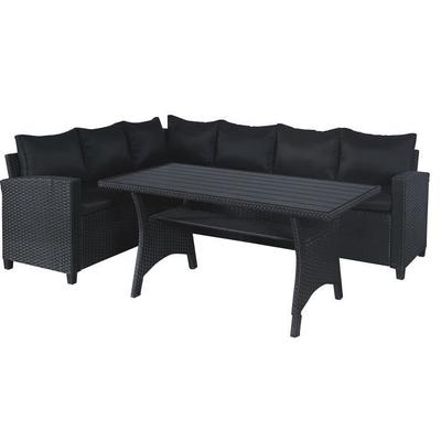 Garden Lounge - KAPAS - Steel Structure and Braided Resin - Black - 5 People