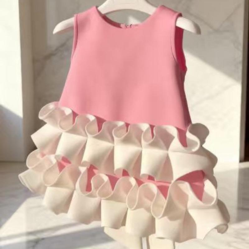 Girls' Pink Dress Summer Children's Fashionable Princess Dress