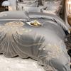 European Light Luxury Four-piece Cotton 100 Pure Cotton Ice Silk Embroidered Quilt Cover Bed Sheet Bedding