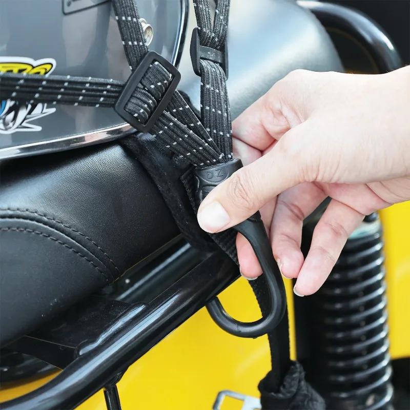 Luggage Retractable Elastic Rope Fixed Strap Luggage Reflective Multi-functional 60/90CM Motorcycle Helmet Straps Hook 60/90cm