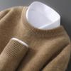 Herren Pullover aus reiner Wolle, schwer, Rundhalsausschnitt, lockere Passform, warm, einfarbig, ideale Basisschicht für Herbst/Winter.