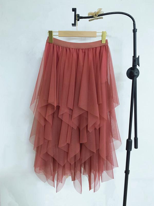 Falda de Malla Irregular de Hadas de Cintura Alta de Moda 2023 - Estilo Coreano de Primavera
