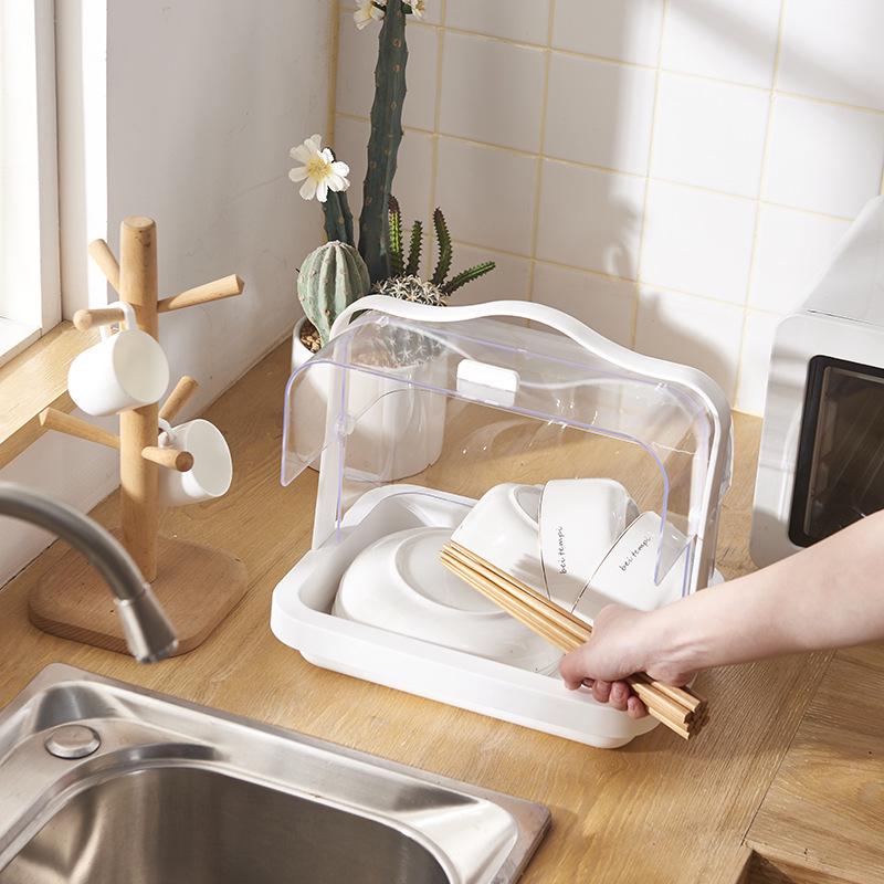 Transparent Dustproof Storage Box with Lid for Bread and Milk Bottles