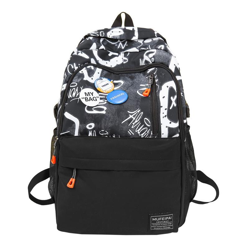 School Bag Men 2025 Personality Graffiti School Bag Tide Brand Big Couple Travel Backpack