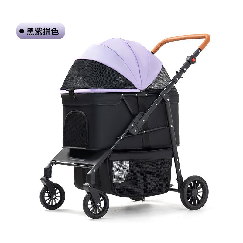 

High-View Pet Stroller Small Medium Dogs Seat Multi-Functional Foldable Pet Carrier Portable Pet Transport Cart Compact Dog Cart T800 фиолетовый