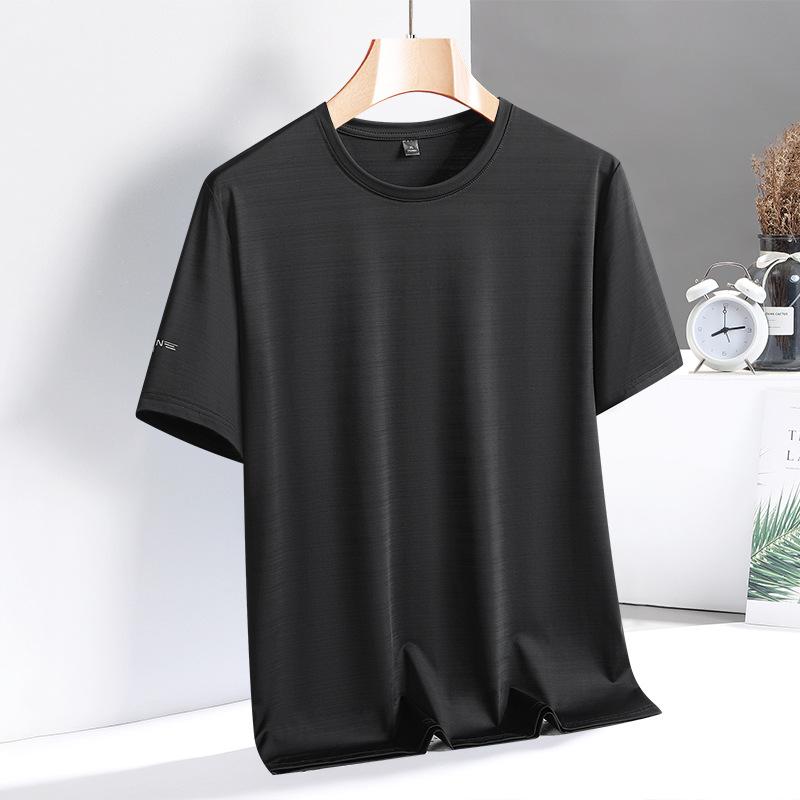 Pánské letní ležérní svalové tričko, rychleschnoucí, s krátkým rukávem, kulatým výstřihem, sportovní tréninkové tričko, pánské jednobarevné, prodyšné, pruhované tričko