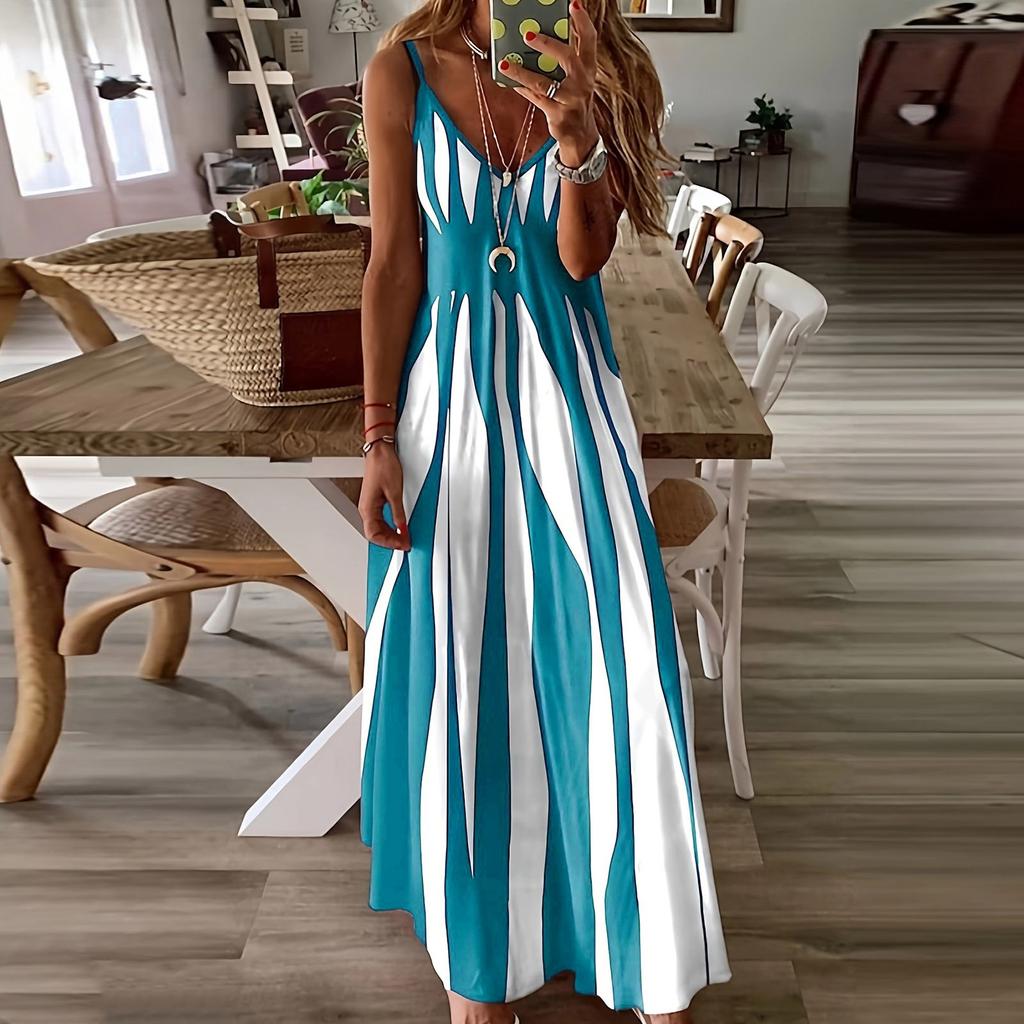 Women's Casual Dresses Summer Geometric Sling V-Neck Women's Dresses
