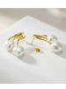 18K Gold Plated Pearl Cherry Earrings, Hypoallergenic Waterproof Stainless Steel, Elegant Jewelry for Women, Cute Fruit Studs