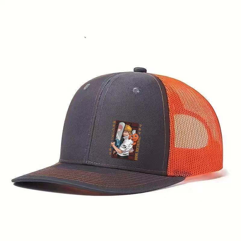 

1PC Anime Cartoon Printed Truck Hat - Breathable Mesh Back Baseball Hat, Adjustable, Outdoor Street Style Daily Casual Hat оранжевый