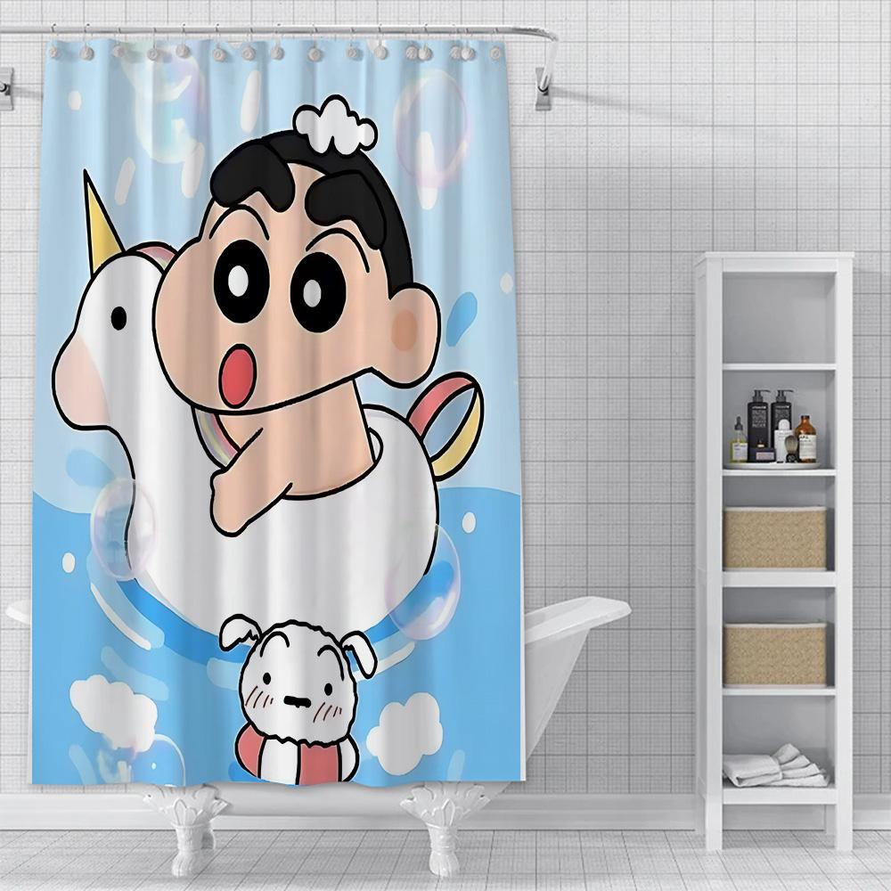 Shower Crayons Shinchans Curtain Waterproof Polyester Fabric Paint Colorful Bath Curtains Home Bathroom Decor Curtain With Hook