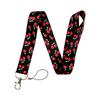 Leopard Print Heart-shaped Strawberry Mobile Phone Lanyard, Bus Card, Student Card, Work Certificate Hard Shell Multi-functional Card Case Lanyard