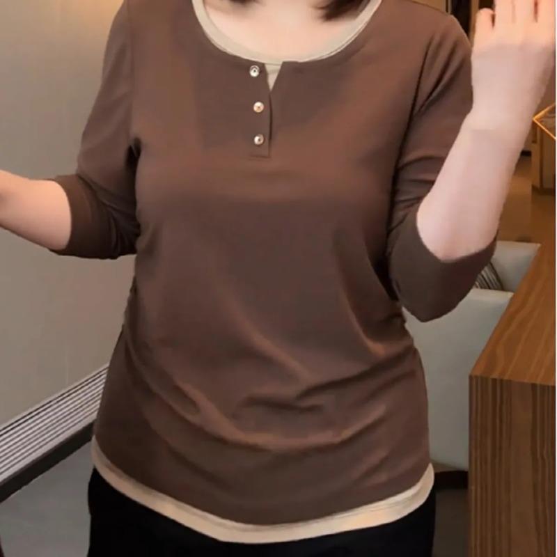 Women's Autumn and Winter German Velvet Bottoming Shirt with Trendy Fashionable and Versatile Fake Two-piece Top