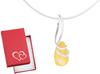 Short Silver Necklace Drop with Milky Amber Teardrop Choker 40 Cm