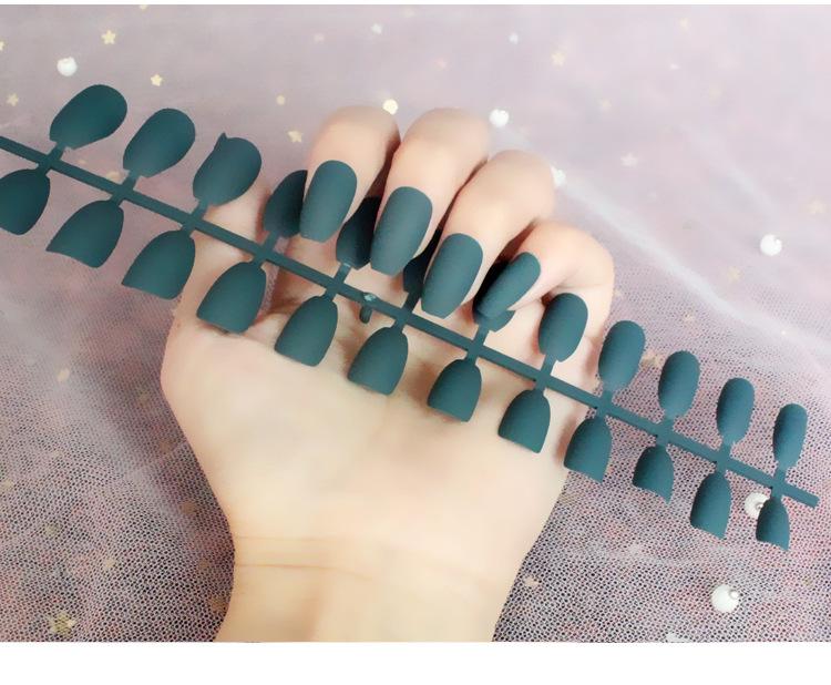 24pcs/set DIY Quick Nails Matte Frosted Long T Solid Color False Nails Multi-color Strips Finished Wear Manicure