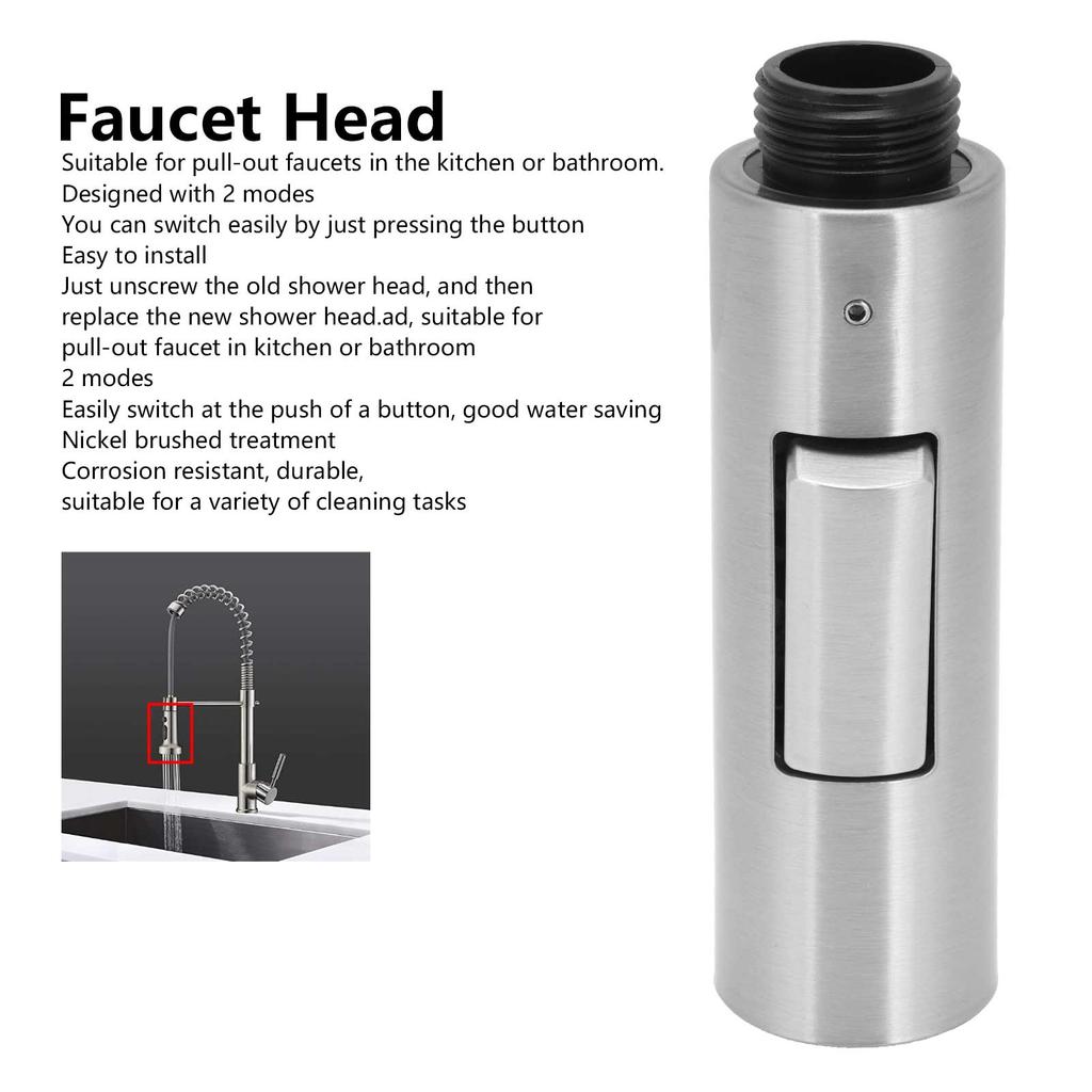 G1/2 Kitchen Tap Pull Out Spray Shower Head Replacement Plastic Nickel Brushed Faucet Accessory