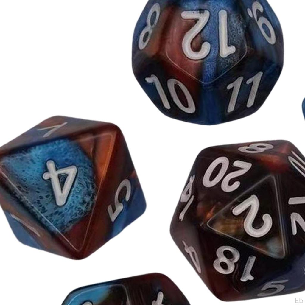 7 stycken färgglada polyedriska tärningar samling brädspelsrekvisita leksaker presenter Hållbar slät yta för