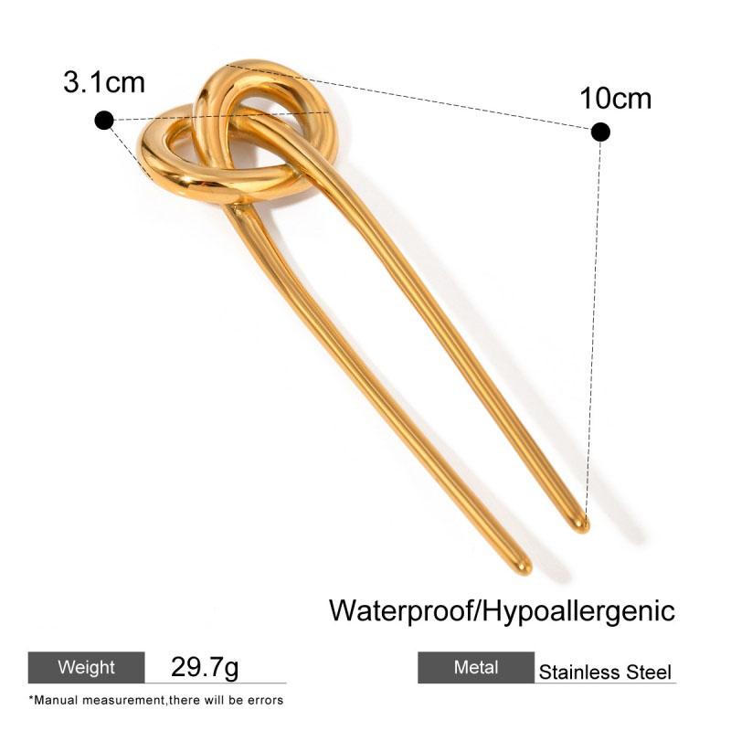 

Шпильки для волосся з нержавіючої сталі U-подібної форми з вузлом з мотузки, водонепроникні металеві унікального дизайну, ювелірні аксесуари, універсальний подарунок для жінок