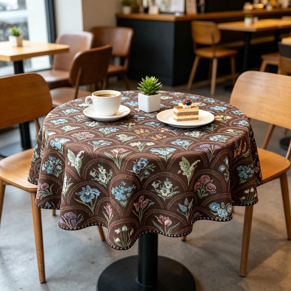Kitchen Dining Table Living Room Home Use Cotton Fabric Round Tablecloth