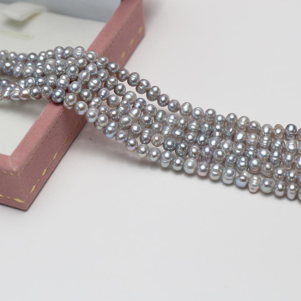 1 Snoer, Grijs Natuurlijke Zoetwaterparels Kralen voor Sieraden Maken DIY Knutselen (Kralen 3-4mm, Lengte 36cm)