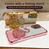 KEYSION Shockproof Plating Phone Case for Samsung A12 A22 4G Clear Soft TPU Glitter Jewelled Swan kickstand Back Cover for Galaxy M12