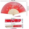 Handheld Folding Fans Floral Hand Held Fans Silk Bamboo Fans with Tassel Chinese Japanese Hand Foldable Fan with Fabric Sleeve for Dancing Wedding