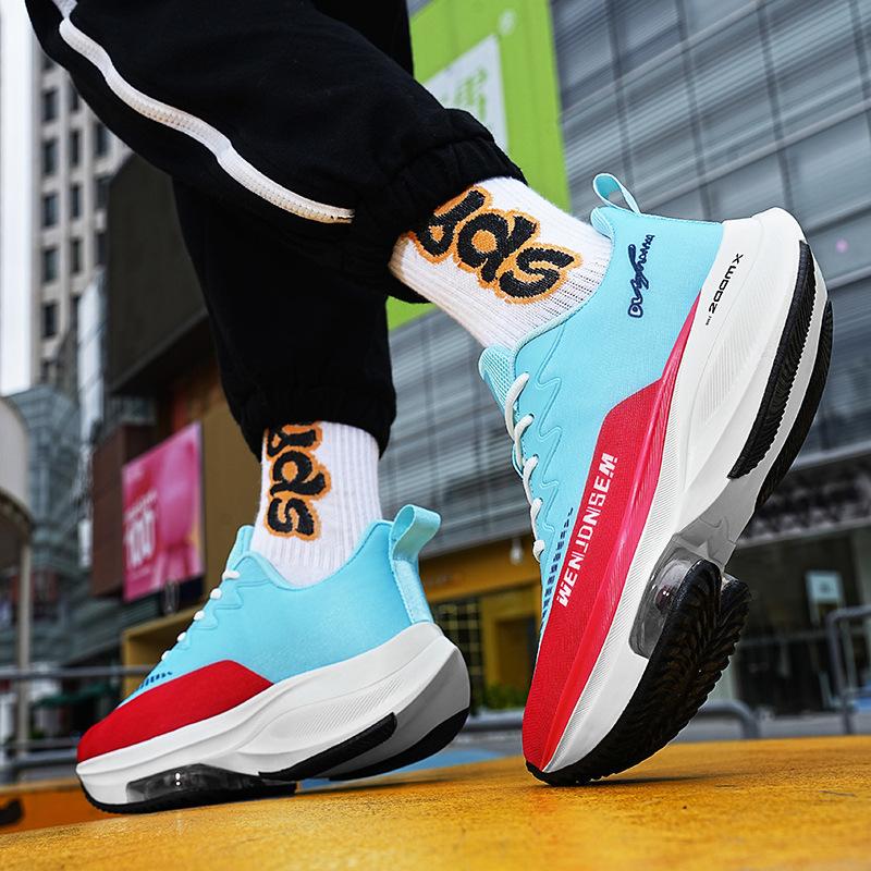 Men's shoes Four seasons breathable mesh double air cushion running shoes men, fashionable large size men