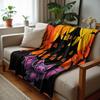 Hand Painted Blue Leopard Cartoon Anime Print Flannel Blanket Soft Warm Throw for Kids Bedroom Sofa Christmas Office Car