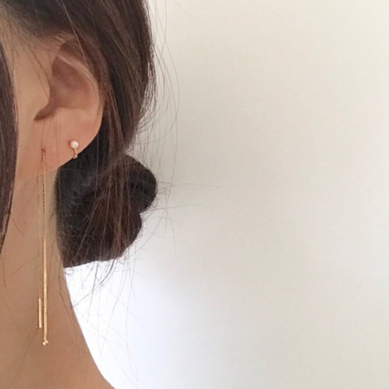 Taupe 14k Gold Basic Pearl Ring - One-touch Pearl Hoop Earrings