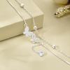 Korean Fashion Double Layer Butterfly Tassel Anklet - Versatile 925 Silver Women's Style