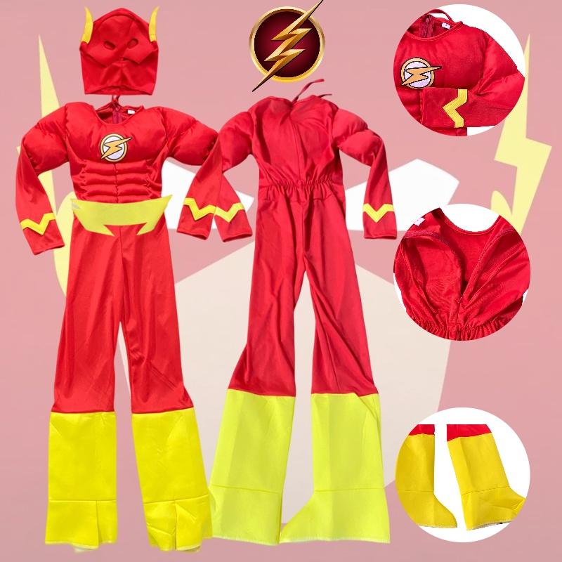 The Movie Flash Muscle Cosplay Costume Set Kids Halloween Party Prop Fans Gifts