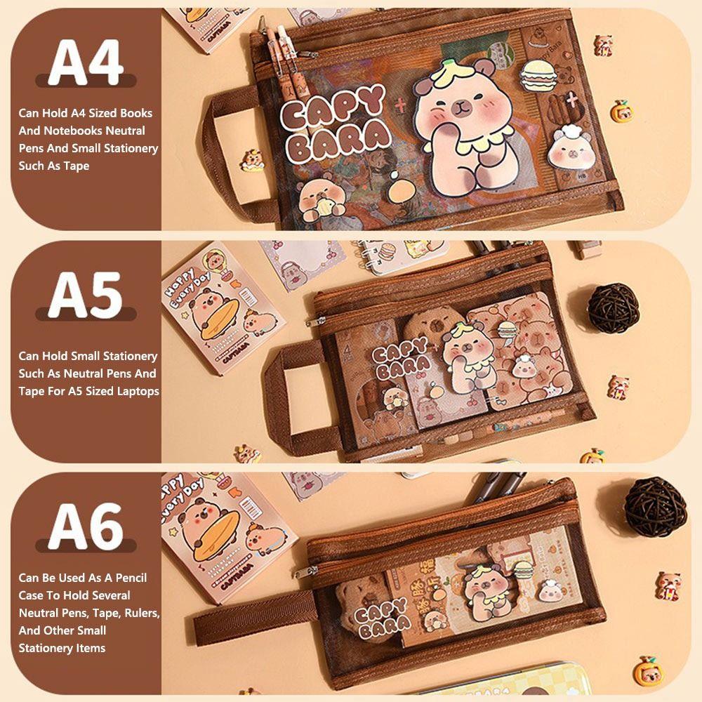 Dark Brown Capybara Bag A4/A5/A6 File Bag Cartoon Pen Bag  Back To School