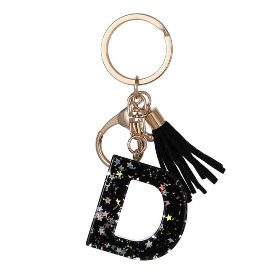 Lightweight Keychain Pendant, Sequins Star Letter A-Z Charm with Tassel, Gift Alphabet Initial Metal Keyring for Handbag Backpack Bag