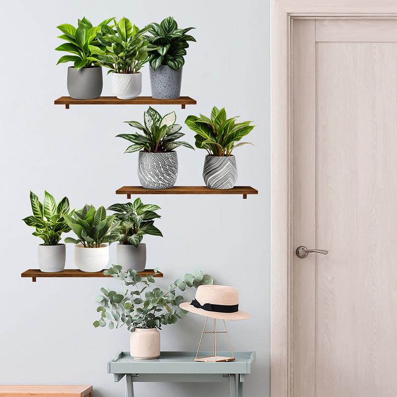 3 stk./Sæt Kunstige Grønne Planter Potteplante 3D Vægklistermærker Stue Kontor Dekoration Vandtætte Selvklæbende Klistermærker