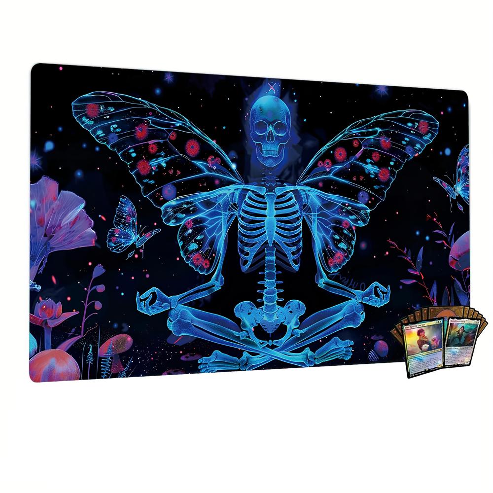 Blacklight Skull Butterfly Magic Party Play Mat Durable Rubber for MTGTCG Game 35X60cm Mouse Pad Office Desk Rug Friendly Design