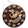 Frisch Gebrühter Schoko-Kaffee Dekorative Wanddekoration Runde Uhr Kreatives Holz-Kaffeetassen-Schild 2D Wanddekoration