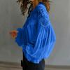 Damen Casual Bluse mit Spitzenbesatz, Puffärmeln und Falten für den Alltag
