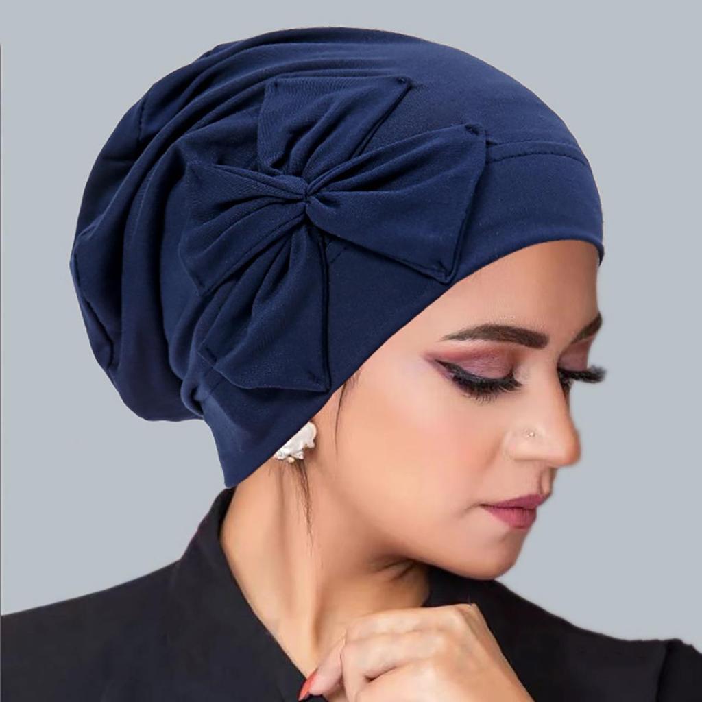 Muslim Women Inner Hijab Hat Bowknot Turban Indian Bonnet Headscarf Beanies Hair Loss Head Wrap Chemo Cap Turbante Mujer