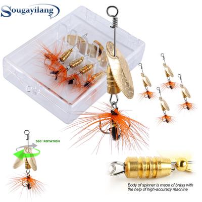 SOUGAYILANG 4pcs Fishing Baits Metal Sequin Baits for Bass Trout Perch Pike Rotating Fishing Lures
