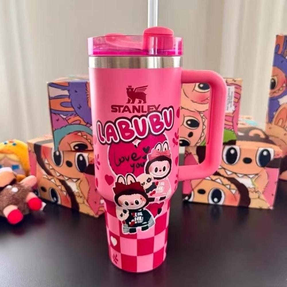 40oz Car Cup, Childlike, Cute and High-value Unisex Ice Cup, 304 Stainless Steel Thermos Cup 40oz