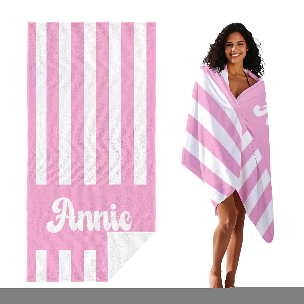 Personalized Striped Beach Towel Microfiber Towel Thin Quick Dry Absorbent for Beach Swimming Yoga Bath Sports