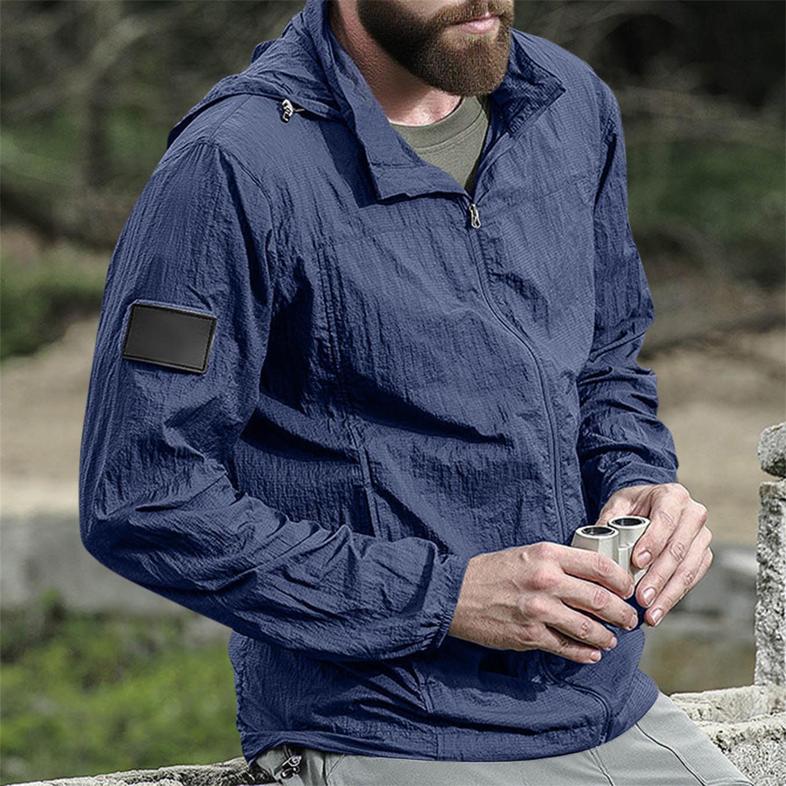 

Мужская одежда от солнца Мужская ультратонкая дышащая водонепроницаемая ветровка быстросохнущая куртка одежда от солнца M синий