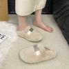 Thick-soled Heightening Fluffy Slippers for Women To Wear 2025 Autumn and Winter New Lazy One-pedal Plush Cotton Slippers for Women