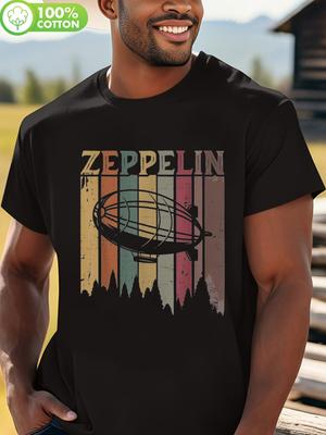 Retro Zeppelin Grafik T-Shirt - Weiche Baumwolle