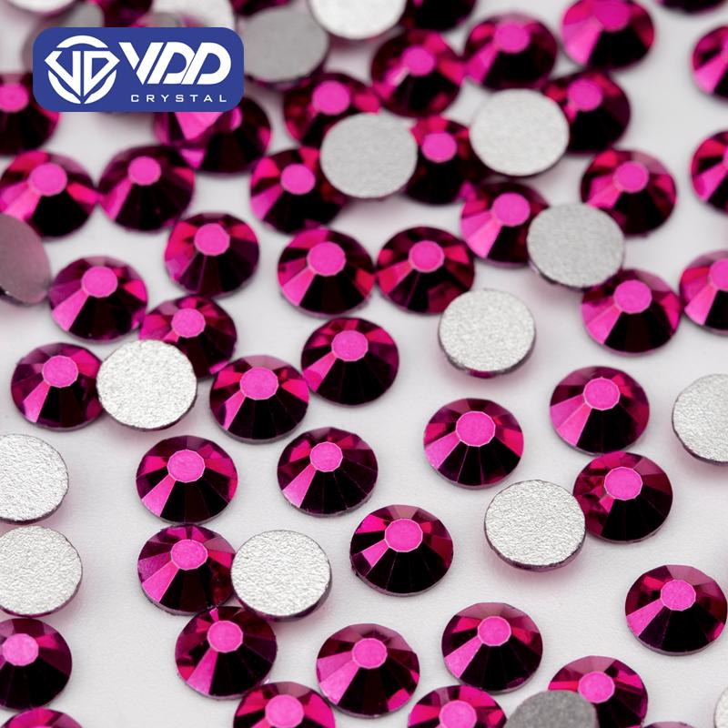 VDD 161 Metallic Fuchsia SS4-SS30 Glass Rhinestones Crystal Flatback Strass Glitter Stones for DIY Nail Art Crafts Decorations