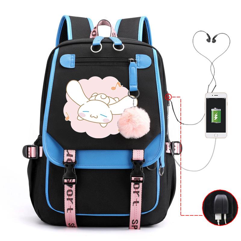 Pies z Dużymi Uszami Plecak Szkolny Męski i Damski Plecak dla Ucznia Szkoły Średniej Gimnazjum Styl College'owy Pasek do Plecaka Plecak Wielofunkcyjny USB