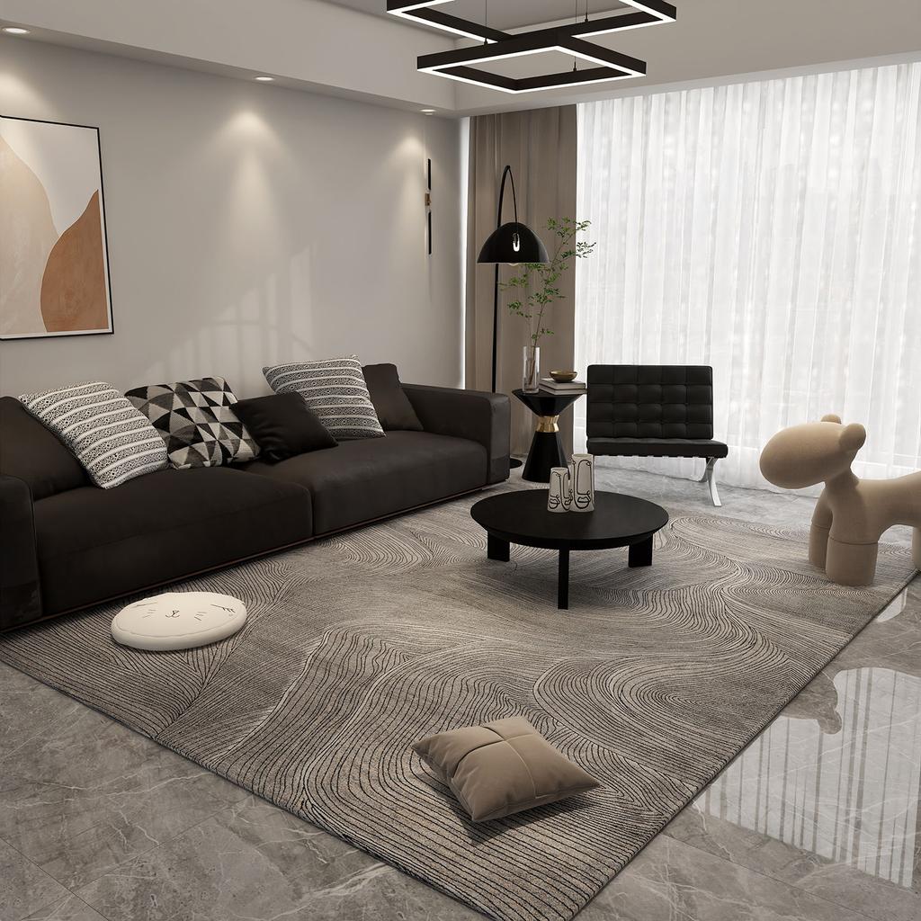 Minimalist Abstract Line Carpet Nordic Gray Artistic Decorative Rug Large Size Living Room Carpet Bedroom Easy Clean Bedside Rug