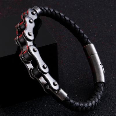 Vintage 6MM Brushed Stainless Steel Bike Motorcycle Chain Bracelet for Men Men's Leather Bracelets Rock and Roll Male Jewelry